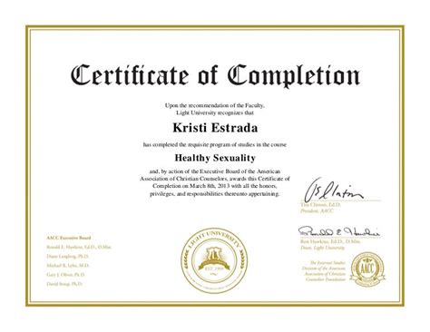 Healthy Sex Certificate