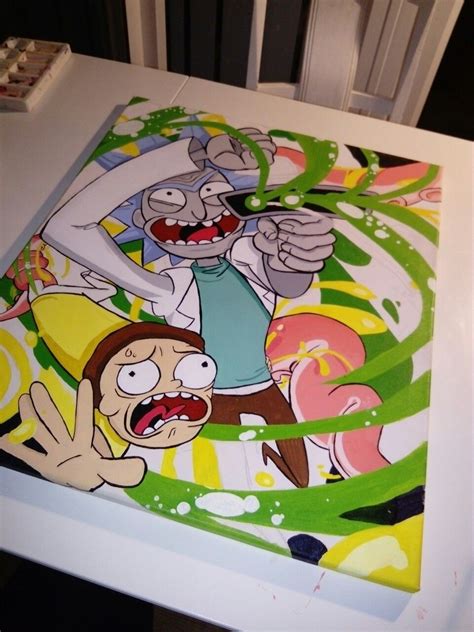 Rick And Morty Canvas Painting With Images Hand Art