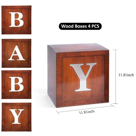 Baby Boxes With Letters For Baby Shower 4pcs Grain Wood Etsy