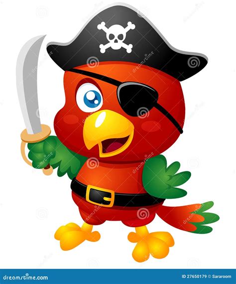 Pirate Parrot With Peg Leg Posing With A Hat Patch And Sword On An