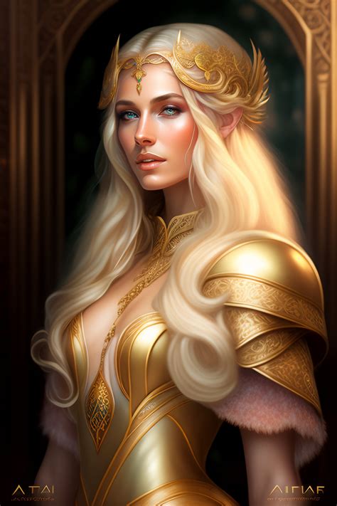 Lexica A Masterpiece Painting Of A Blonde Elven Princess Fantasy Outfit Photorealistic Face
