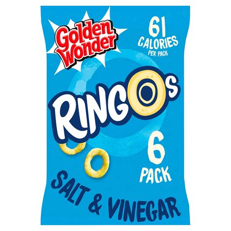 Golden Wonder Ringos Salt And Vinegar 6 X 125g Multipack Crisps