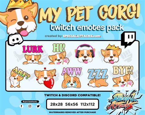 Twitch Discord Pet Dog Emote Pack My Pet Corgi Etsy Uk
