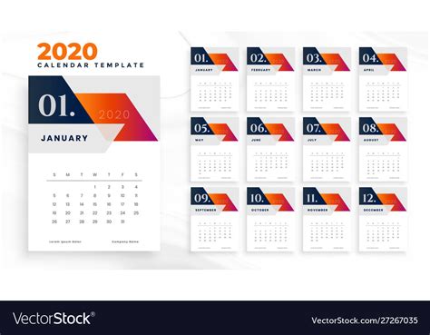 2020 Business Calendar Concept Design Royalty Free Vector