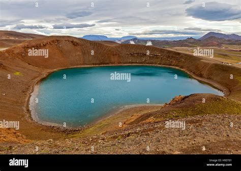 Krafla Is A Caldera Volcanic Crater In The North Of Iceland By Lake