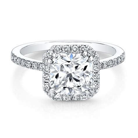 White Gold Square Halo Bezel Set Diamond Ring Engagement Rings
