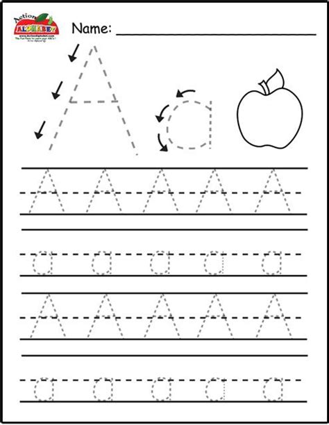 Tracing Letter A Worksheet For Preschoolers