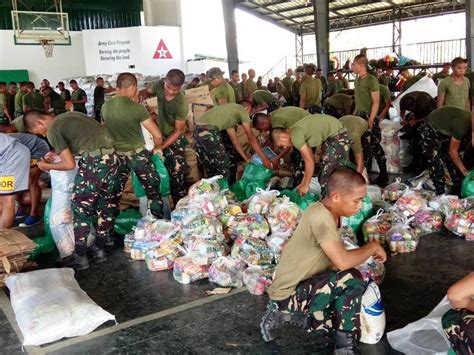 Philippine Army From Davao City Delivers Relief Goods To Victims Of