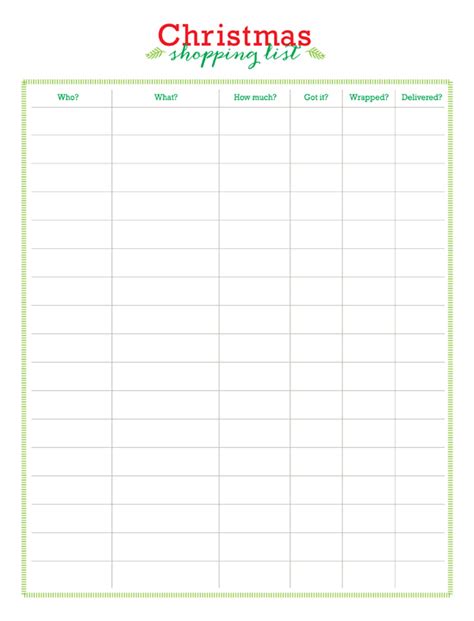 Best Printable Christmas Shopping List PDF For Free At Printablee