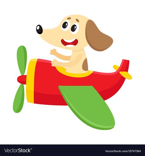 Funny Dog Puppy Pilot Character Flying On Vector Image