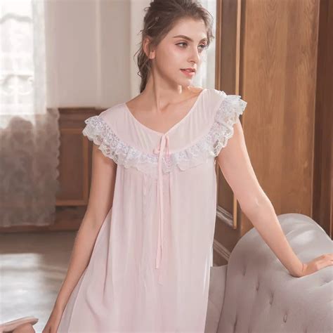 Buy Nightgown Women Sleepwear Short Dress Cotton Simple Homewear Summer