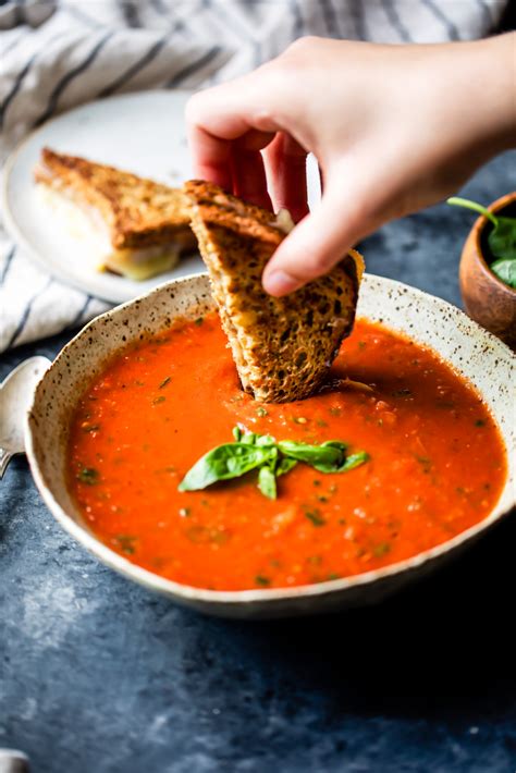 homemade roasted tomato basil soup ambitious kitchen recipe roasted tomato basil soup