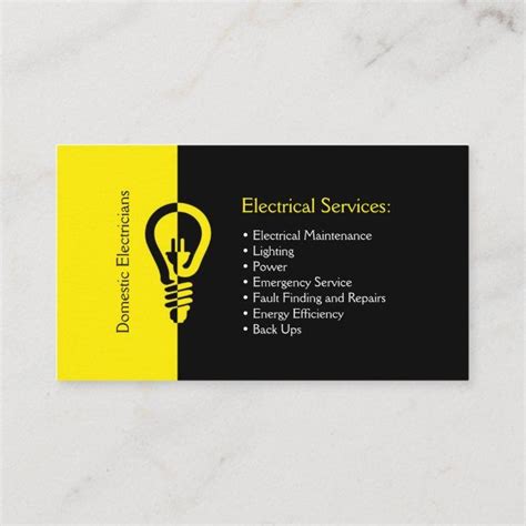 Domestic Electricians Business Card Zazzle Business Cards Layout