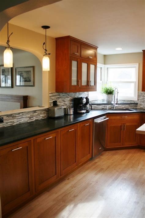 Is there a simple solution to finishing the new red oak to match an aged golden white oak? Kitchen Cabinet Countertop Color Combination Kitchen ...