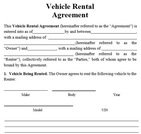 Car Rental Contracts Templates