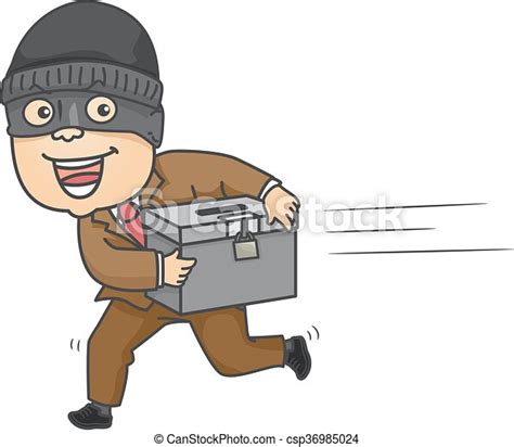 Vector Illustration Of Man Steal Ballot Box Illustration Of A Mugger