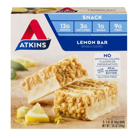 Atkins Gluten Free Snack Bar Lemon Bar Keto Friendly 5 Count