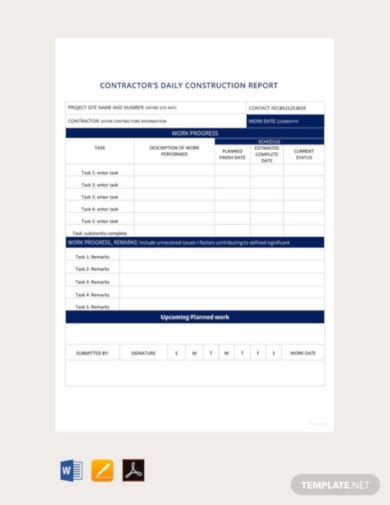 Construction Daily Report 11 Examples Format Pdf Examples