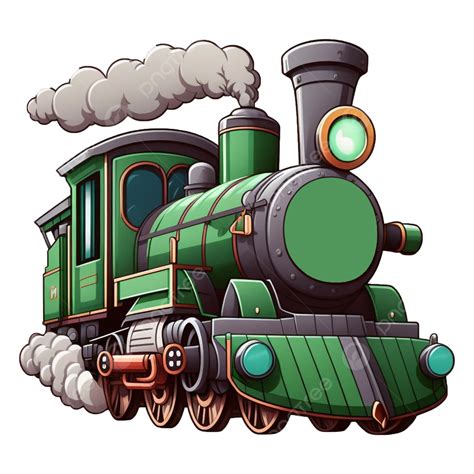 Tren Dibujos Animados Retro Patrón Verde Png Tren Patrón Tren De