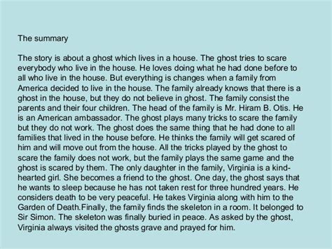 The Canterville Ghost Chapter 4 Summary - The canterville ghost