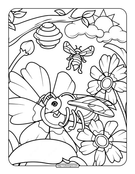 Free Printable Adult Bee Coloring Page 2