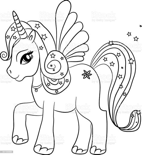 Matching clip art, party supplies and printables available to download and today we are back with a set of unicorn coloring pages. Unicorn Coloring Page For Kids Stock Illustration ...