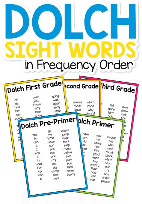 Dolch Sight Words Second Grade List Second Grade Dolch Sight Word