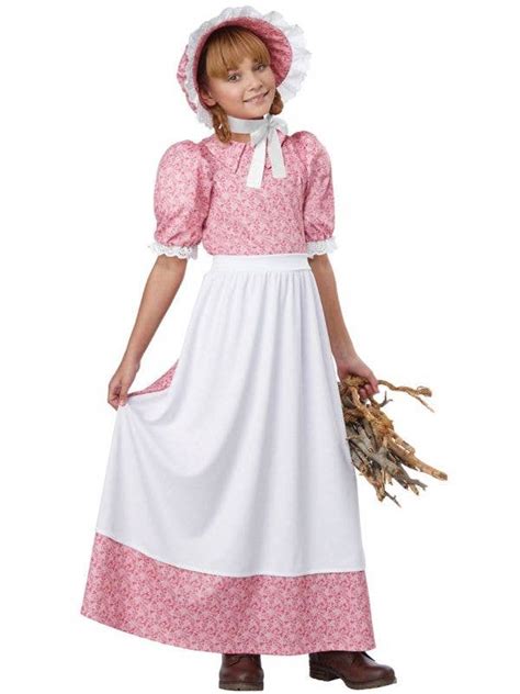 Traditional Girls Pink Colonial Costume Girls Olden Days Dress Up
