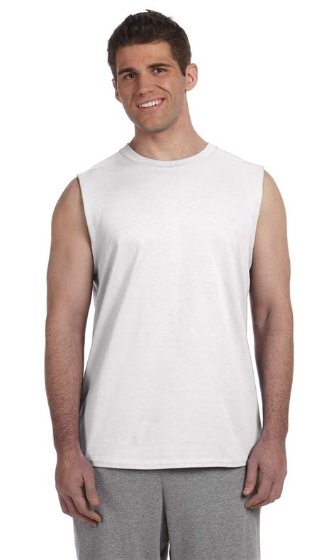 gildan the gildan adult ultra cotton 6 oz sleeveless t shirt white 2xl
