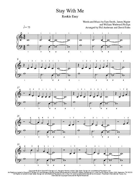 Stay With Me By Sam Smith Piano Sheet Music Rookie Level