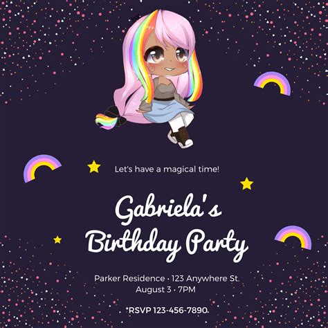 Gacha Life Birthday Personalized Invitation Etsy