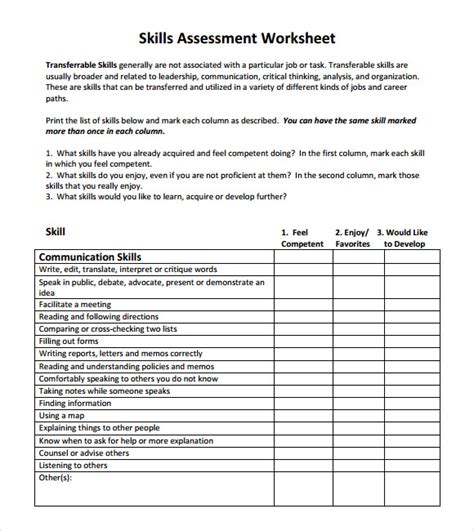 Free 7 Sample Skills Assessment Templates In Pdf Ms Word Excel