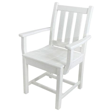 The variety of different garden chairs in our range have been designed to suit the outdoors with materials that are durable and easy to maintain. POLYWOOD Traditional Garden White Patio Dining Arm Chair-TGD200WH - The Home Depot