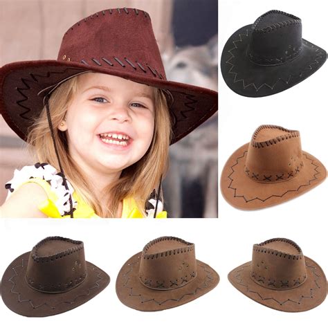 Children Kids Boys Girls Western Cowboy Hat Panama Wide Brim Cap