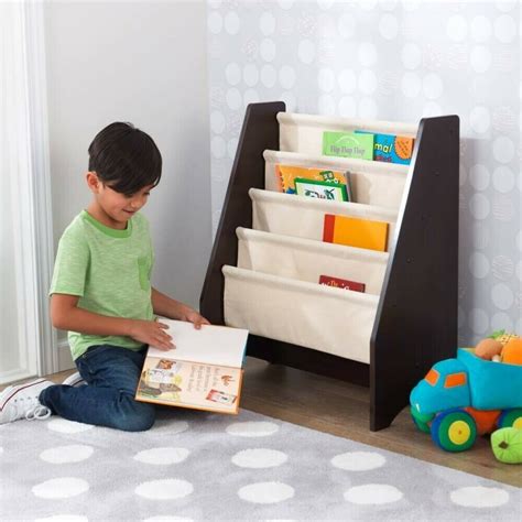 Kids Sling Bookshelf With Storage Bins Espresso • Cabinet Ideas