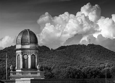 Dome Mountain And Clouds In Black And White Cherokee County Courthouse