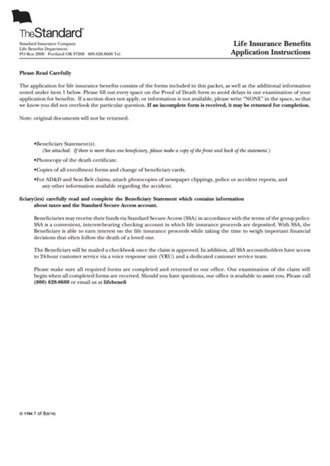 Fillable Proof Of Death Claim Form - Life Insurance ...