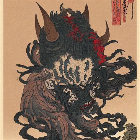 A Painting Of An Oni Mask By Katsushika Hokusai Dark Stable
