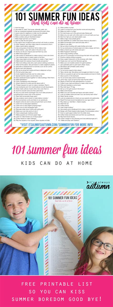 101 Summer Fun Ideas That Kids Can Do At Home Its Always Autumn
