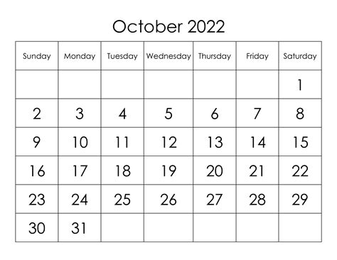 2022 Printable Calendar Vertical October 2022 Vertical Calendar