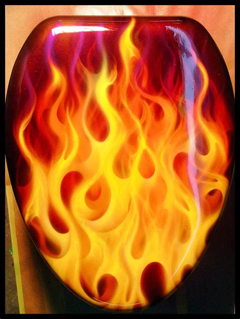 Burning Ring Of Fire Seat Lid By Hardart Kustoms Airbrush Art Air