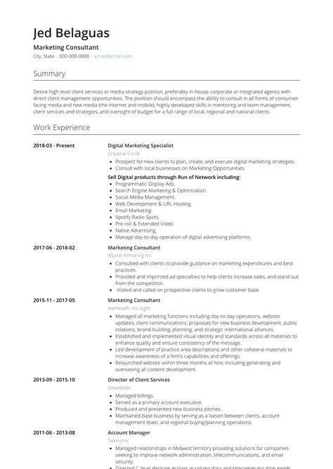 It consultant resume valvet : Marketing Consultant - Resume Samples and Templates | VisualCV