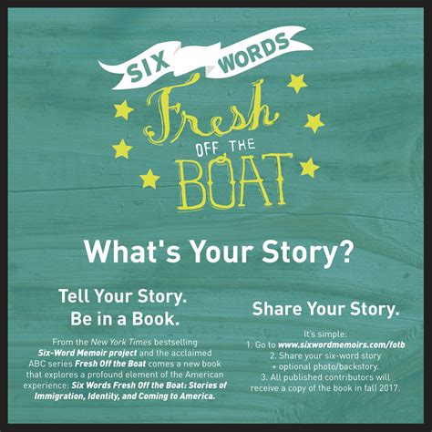 We did not find results for: Call for Submissions: "Six Words Fresh Off the Boat" Book ...