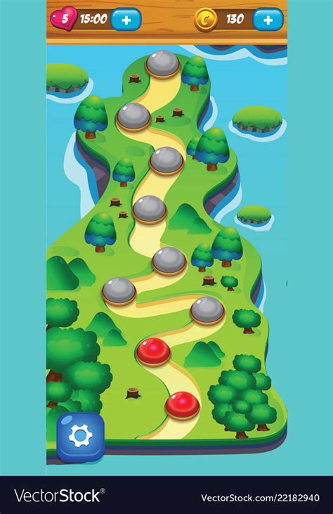 Cartoon Game Level Map Template Royalty Free Vector Image