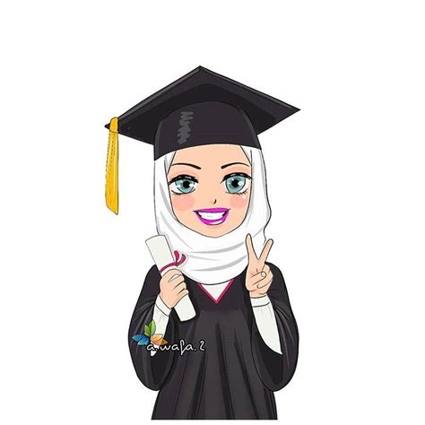 54 Gambar Kartun Muslimah Wisuda