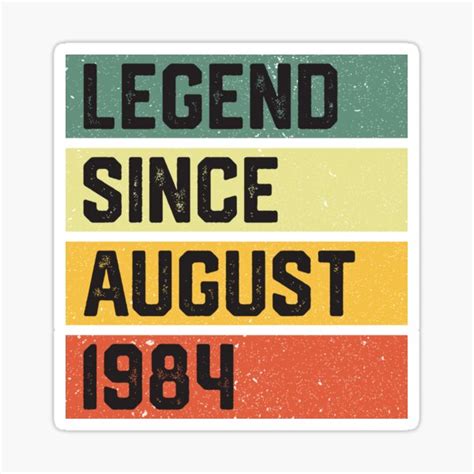 38 Years Old Ts Legend Since August 1984 38th Birthday Sticker For