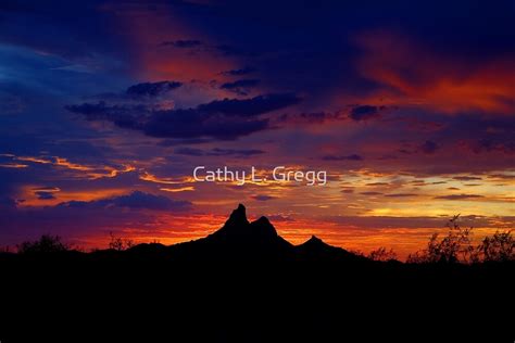 Sunset Over Picacho Peak By Cathy L Gregg Redbubble