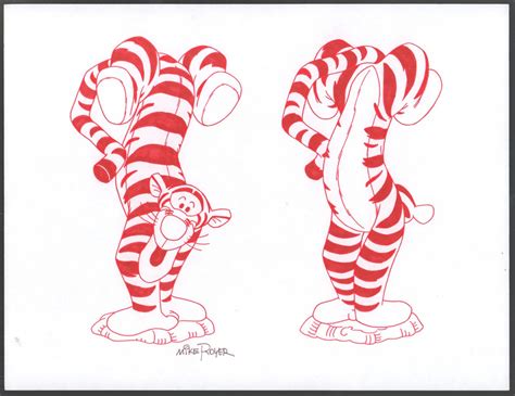 Winnie The Pooh Disney Red Ink Drawing Concept Art Tigger The Tiger