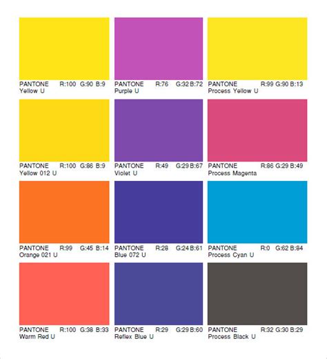 Pantone Color Chart Sample 8 Documents In Word Pdf