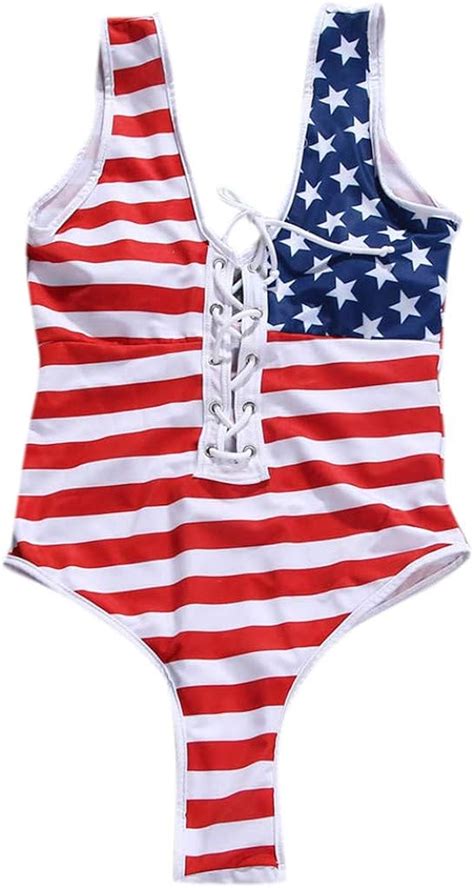 Yhjh Women American Flag Watersuit Loose 4th Of July One